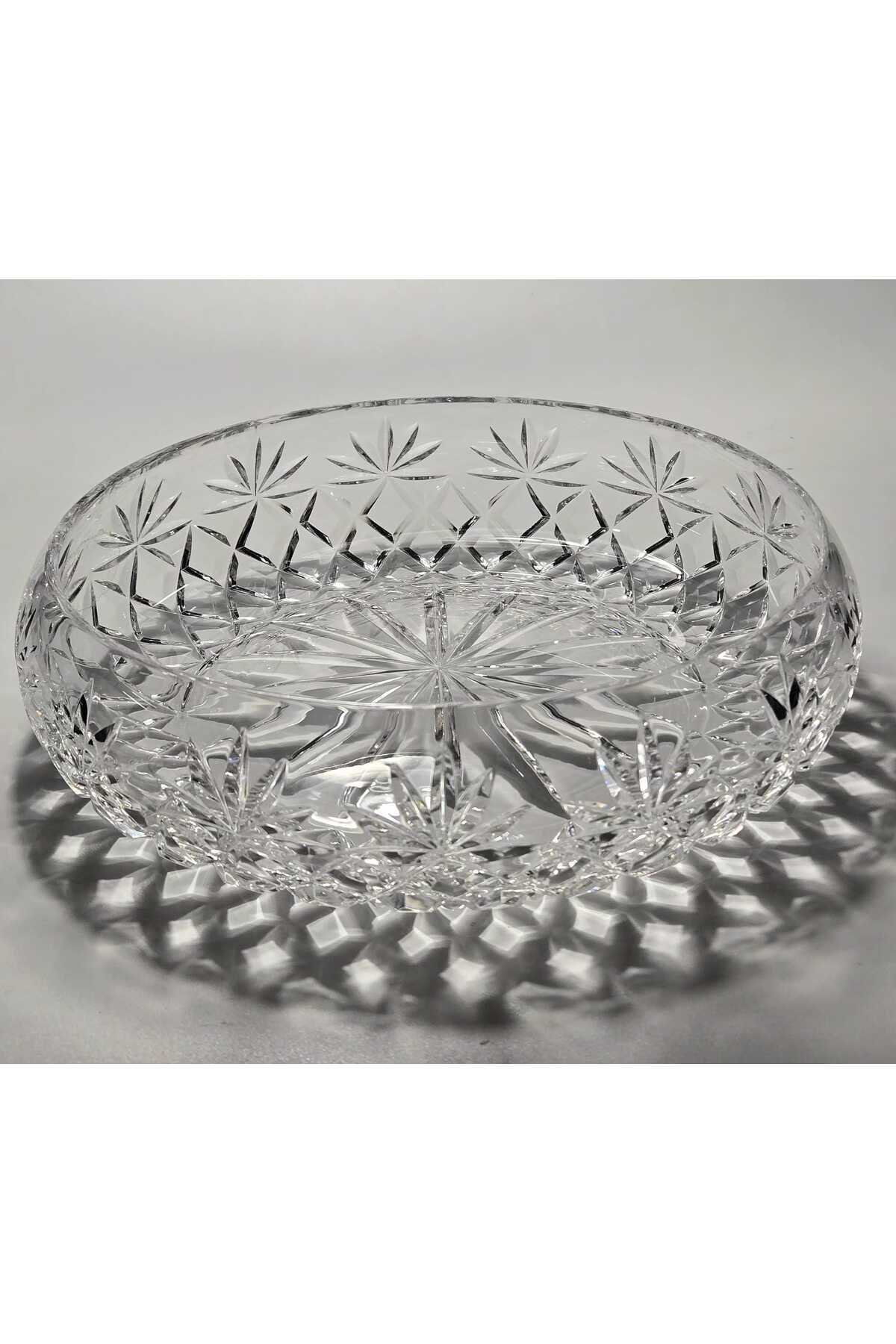 El Yapımı Kristal Dekoratif Palm Desenli 28 Cm Sunumluk Kase