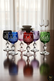 El Yapımı Kristal Dekoratif 6'lı Bohemia Kristal 150ml Lüks Kahve Yanı Su Bardağı Royal Desen