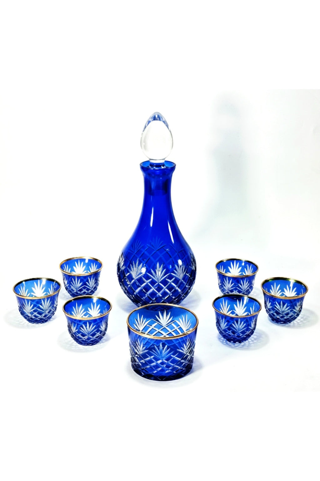 El Yapımı Kristal Dekoratif Zemzem Mıra Takımı Kesme Kristal El İşçiliği Püskül Desen Varaklı