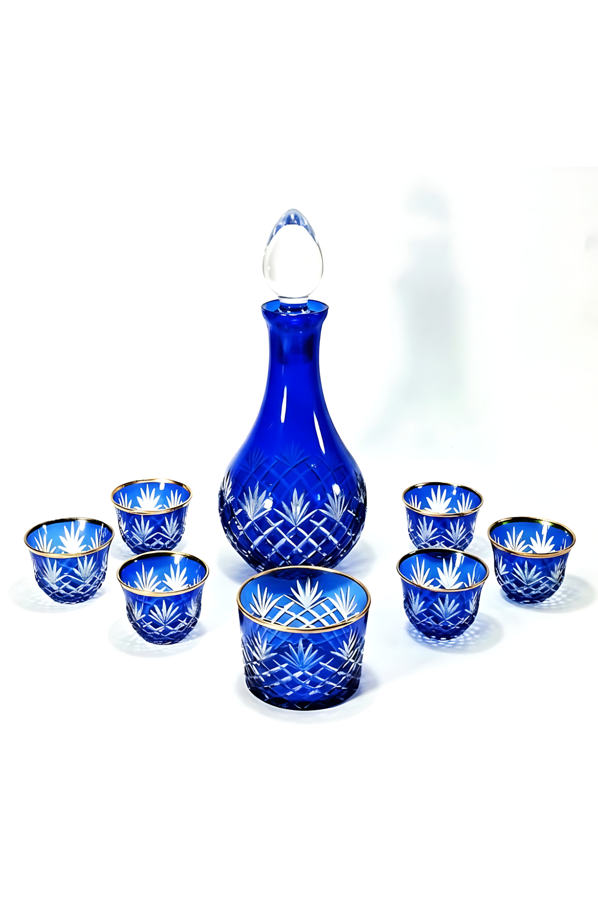 El Yapımı Kristal Dekoratif Zemzem Mıra Takımı Kesme Kristal El İşçiliği Püskül Desen Varaklı