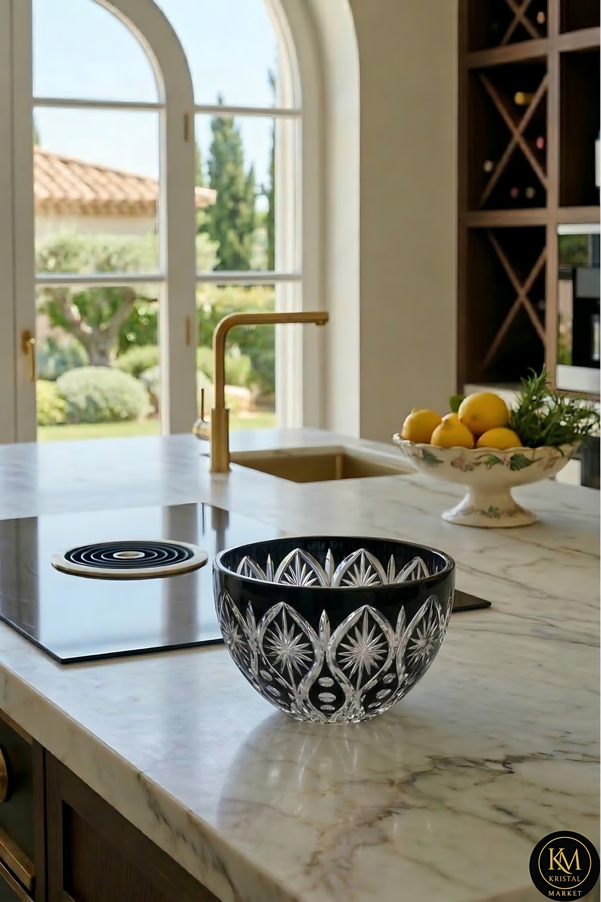 El Yapımı Kristal Dekoratif Afrodit Model Meyvelik Sunumluk