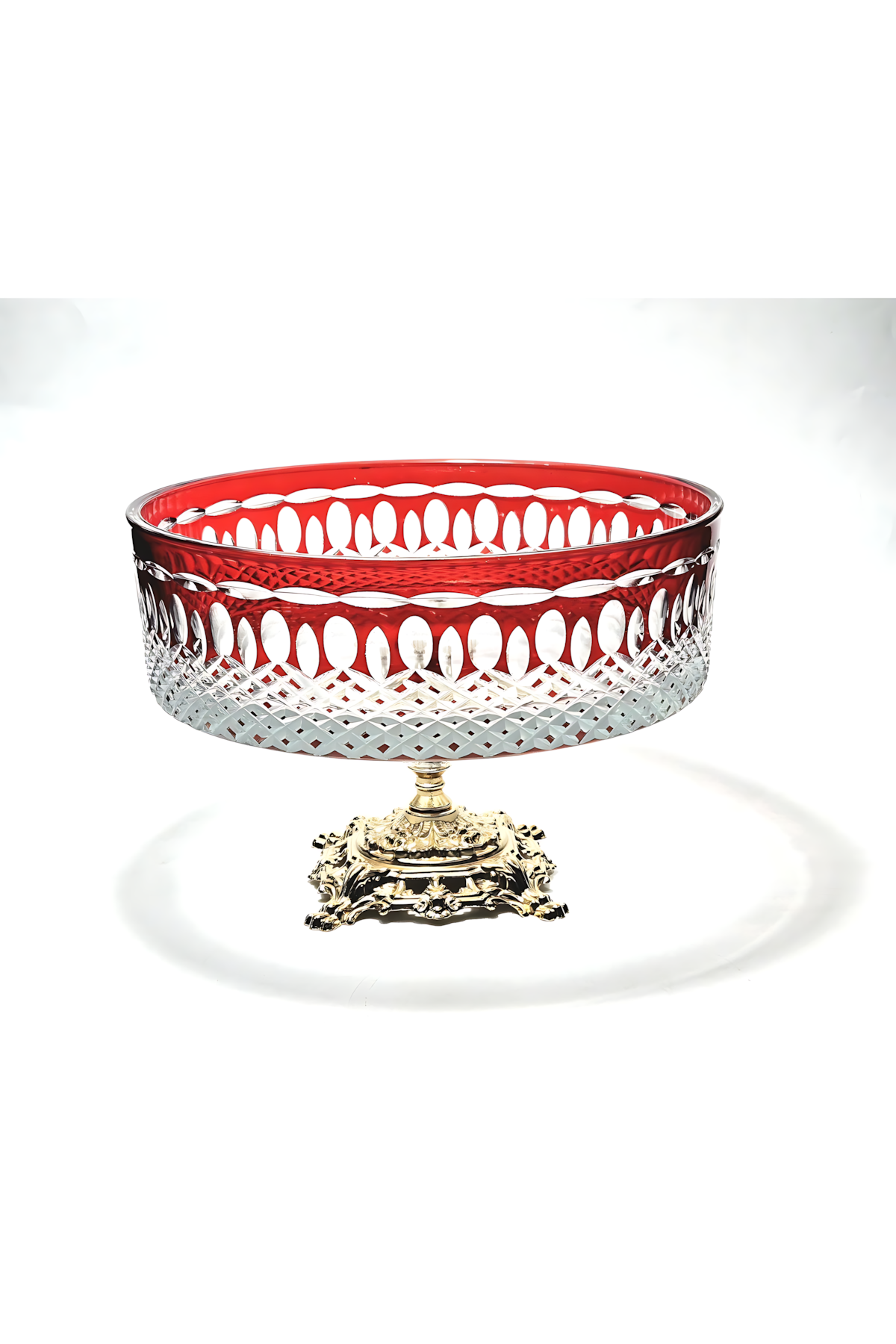 El Yapımı Kristal Dekoratif Royal Desen Lüks Ayaklı Meyvelik Sunumluk