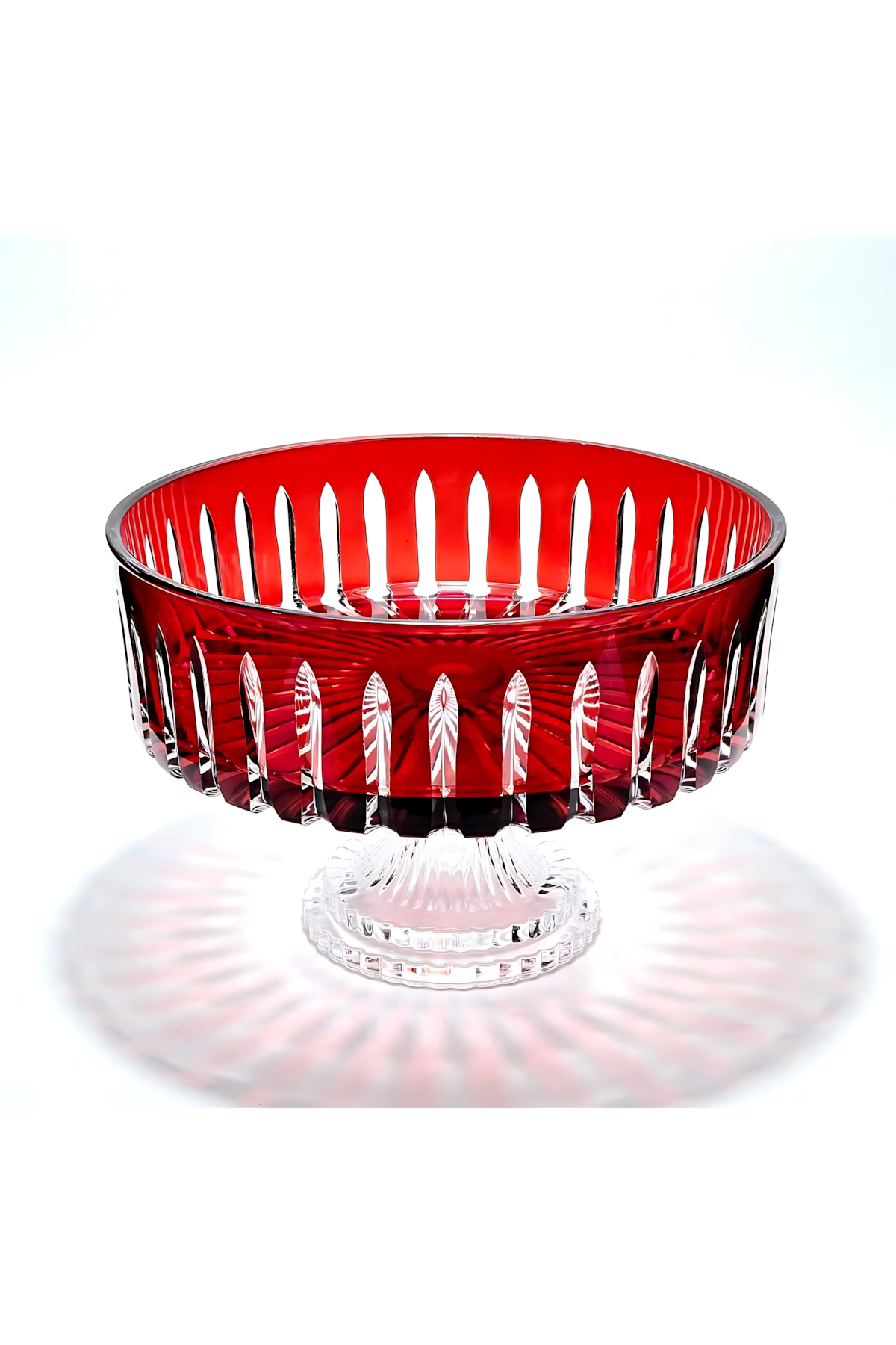 El Yapımı Kristal Dekoratif Sofra Kase Sunumluk Meyvelik 25cm Vertical Desen