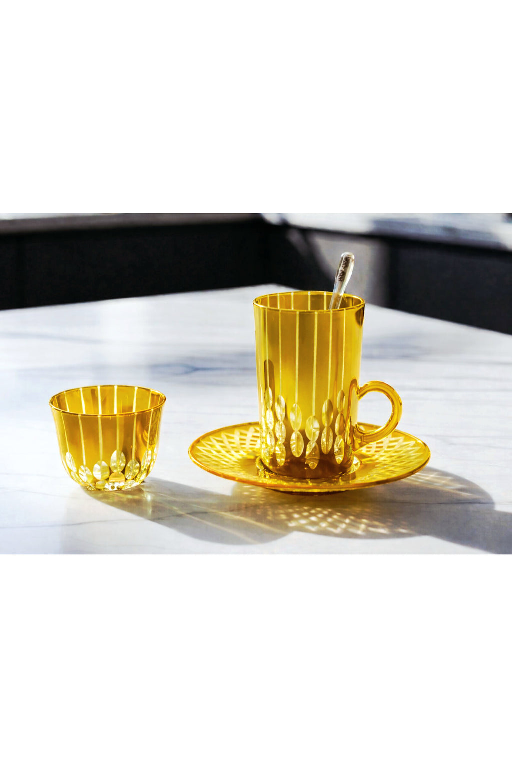 El Yapımı Kristal Dekoratif Desenli Renkli 6 Kişilik Çay Takımı Damla Desen