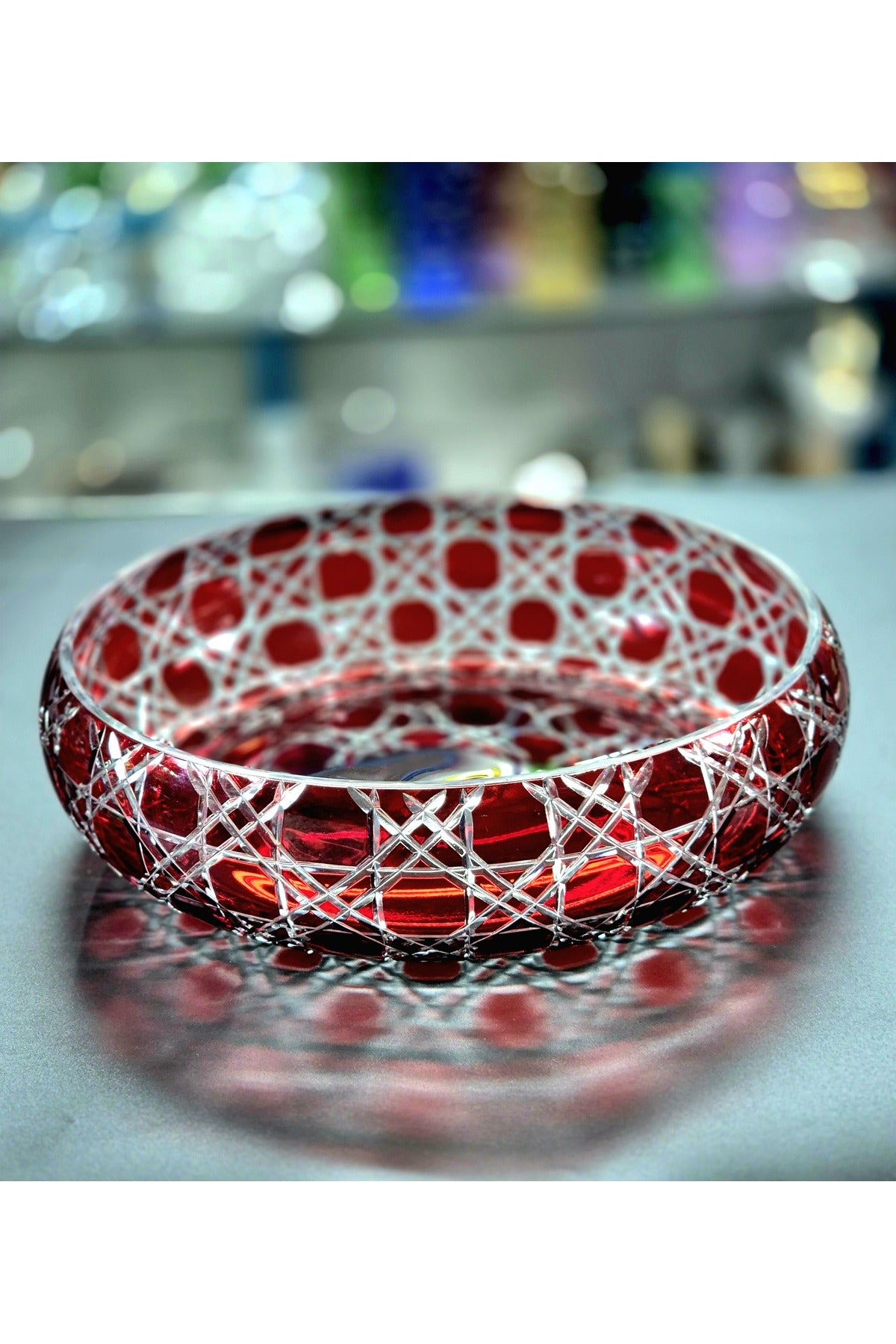 El Yapımı Kristal Dekoratif 28cm Meyvelik Nilüfer Petek