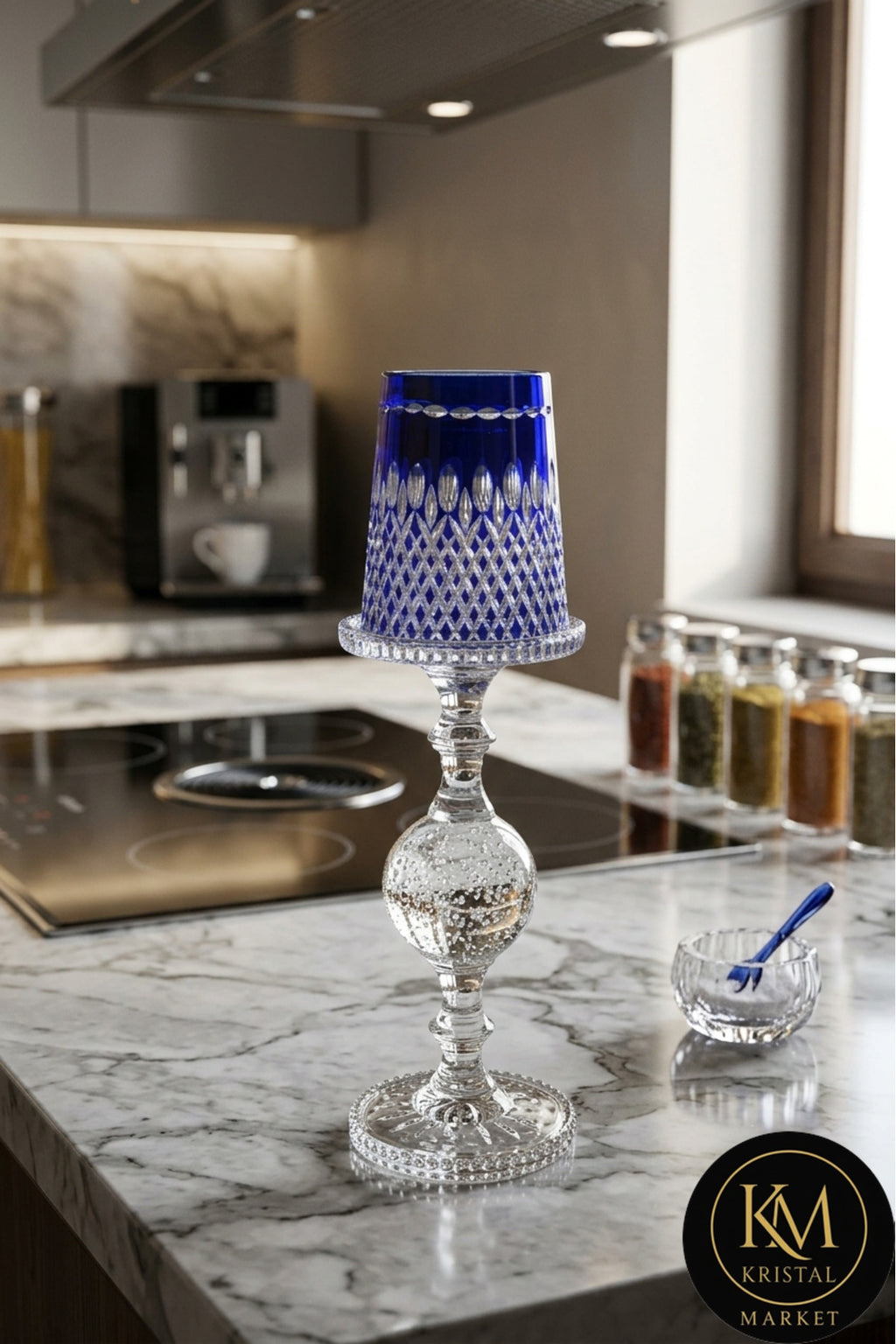 El Yapımı Kristal Dekoratif Vintage Mumluk 1 Adet