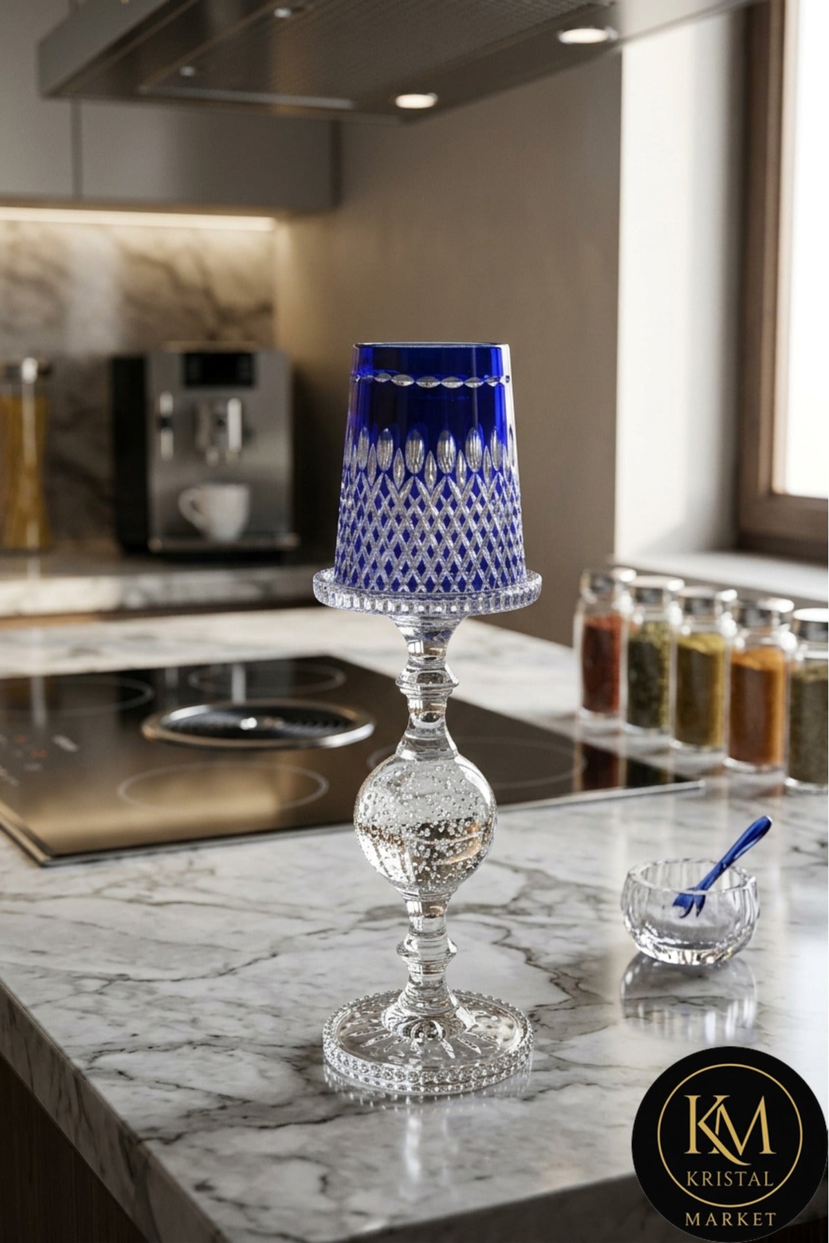 El Yapımı Kristal Dekoratif Vintage Mumluk 1 Adet