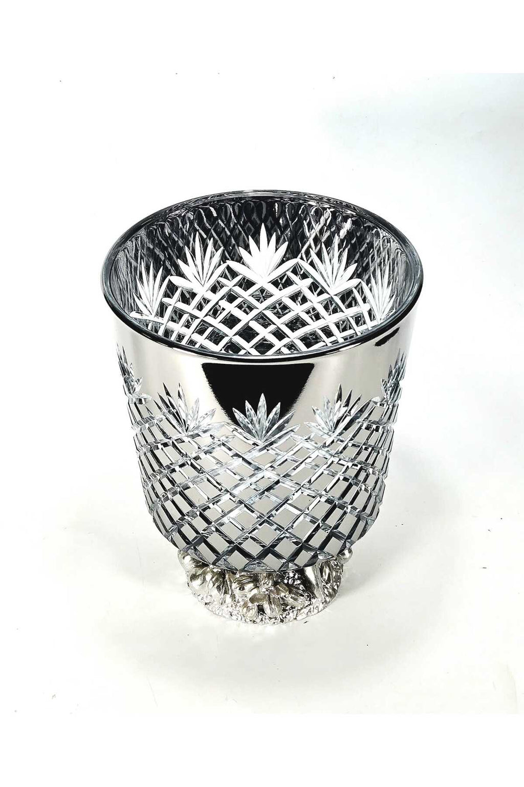 El Yapımı Kristal Dekoratif Kesim Titanyum Kaplama Elegance Ananas Desenli Vazo