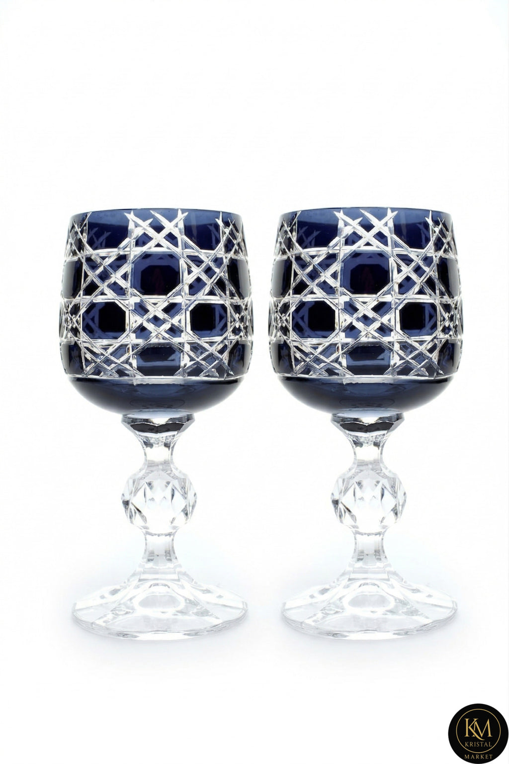 El Yapımı Kristal Dekoratif Bohemia Renkli Lüks Kristal Ayaklı Kadeh Kahve Yanı Su Bardağı 150ml Petek