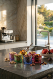 El Yapımı Kristal Dekoratif Herringbone Desenli Renk Lokumluk Çerezlik 6'lı Set
