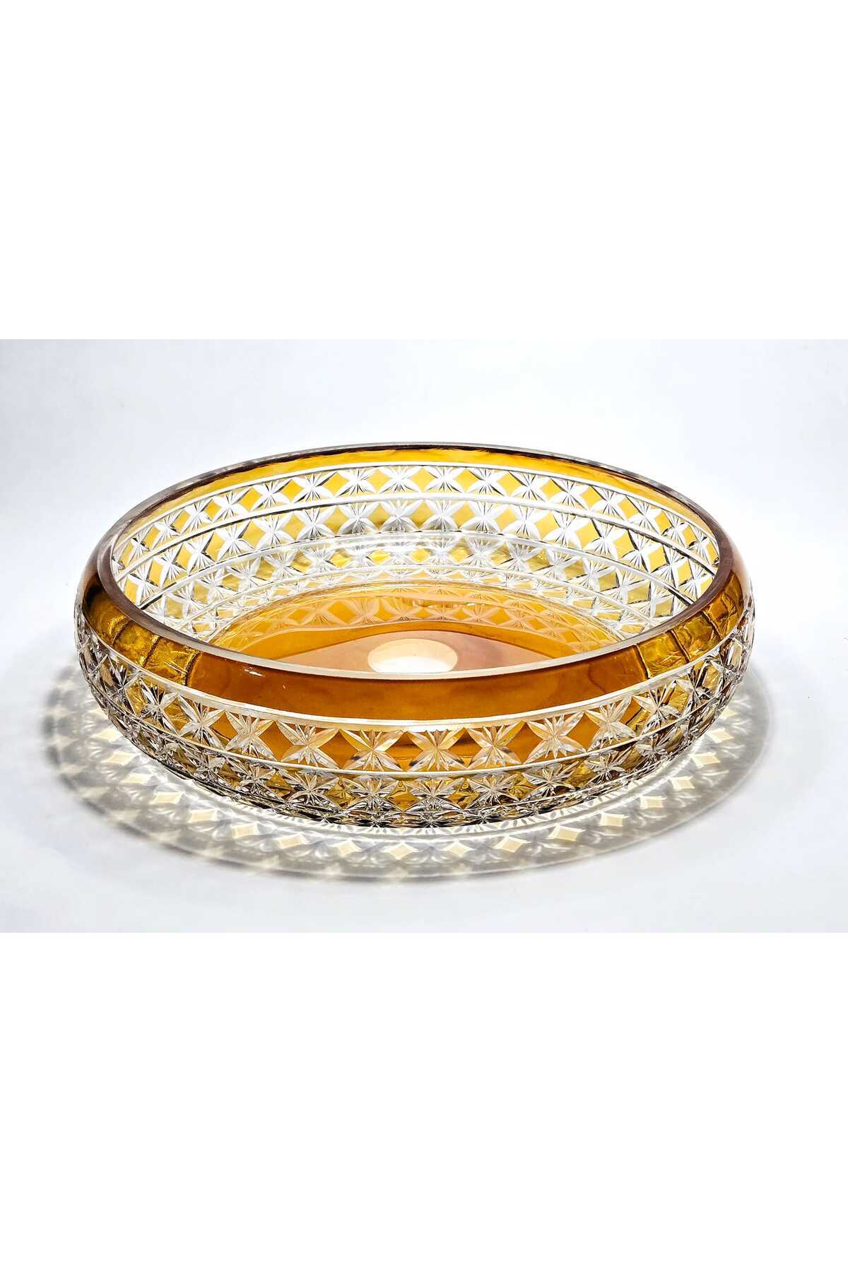 El Yapımı Kristal Dekoratif Desenli 28 Cm Sunumluk Sofra Sunum Kasesi