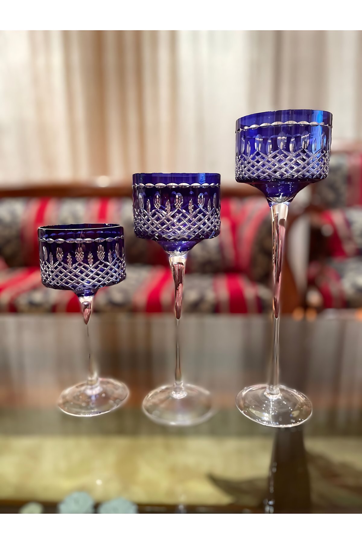 El Yapımı Kristal Dekoratif 3’lü Kristal Mumluk Seti