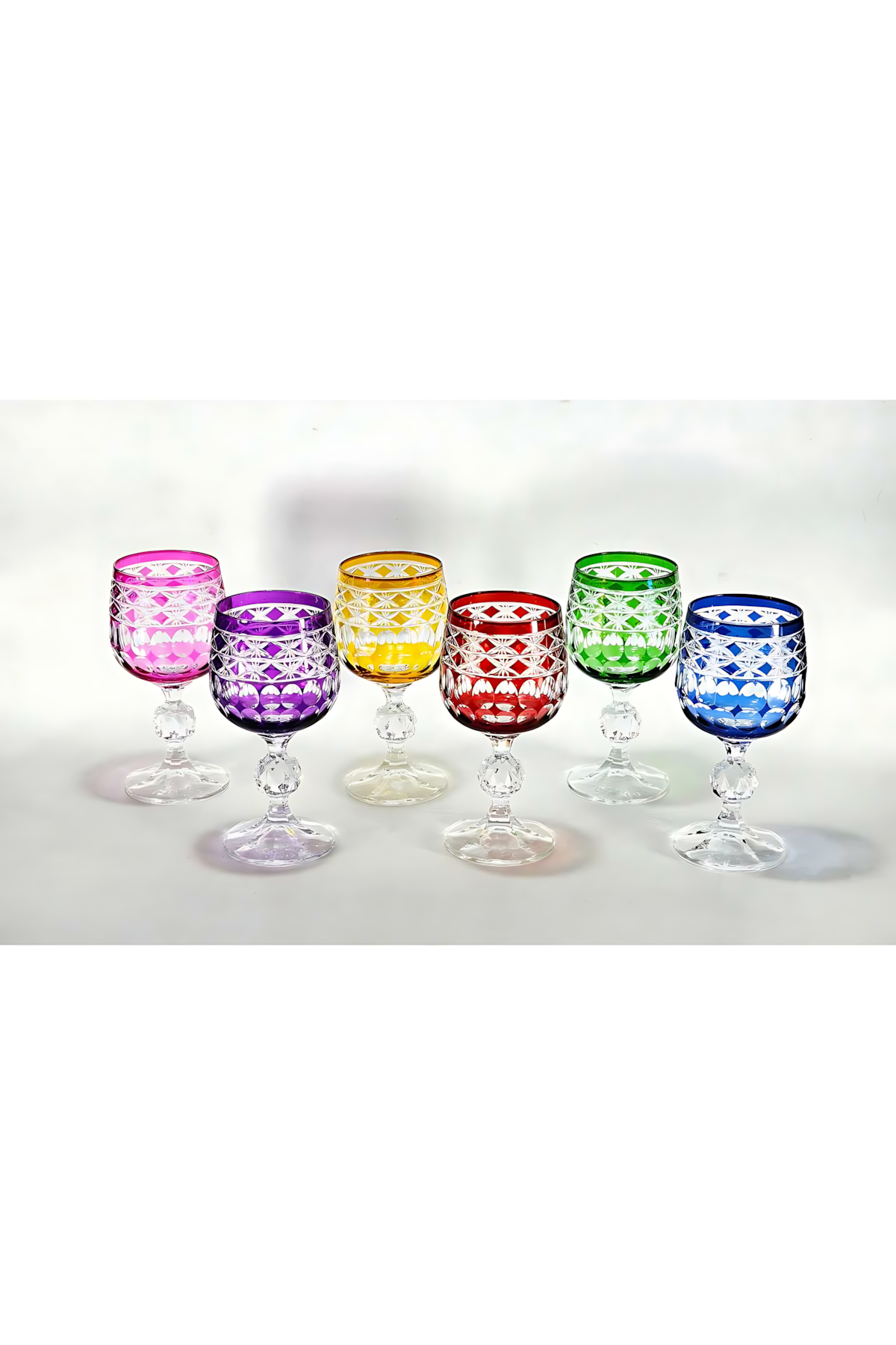 El Yapımı Kristal Dekoratif Bohemia Crystal Haven Desen Özel Tasarım Avangart Bardak Seti 6'lı