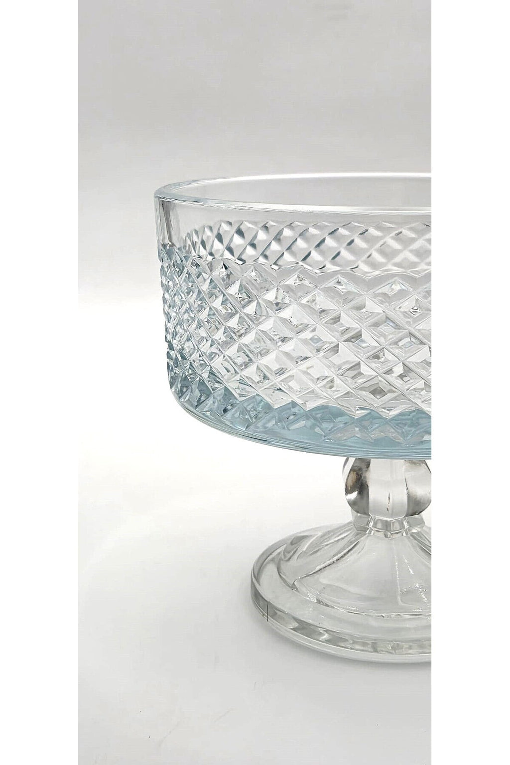 El Yapımı Kristal Dekoratif Karizma Desenli Şeffaf 25-19-16 Cm Sunumluk Ayaklı Kase Set 3'lü