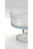 El Yapımı Kristal Dekoratif Karizma Desenli Şeffaf 25-19-16 Cm Sunumluk Ayaklı Kase Set 3'lü