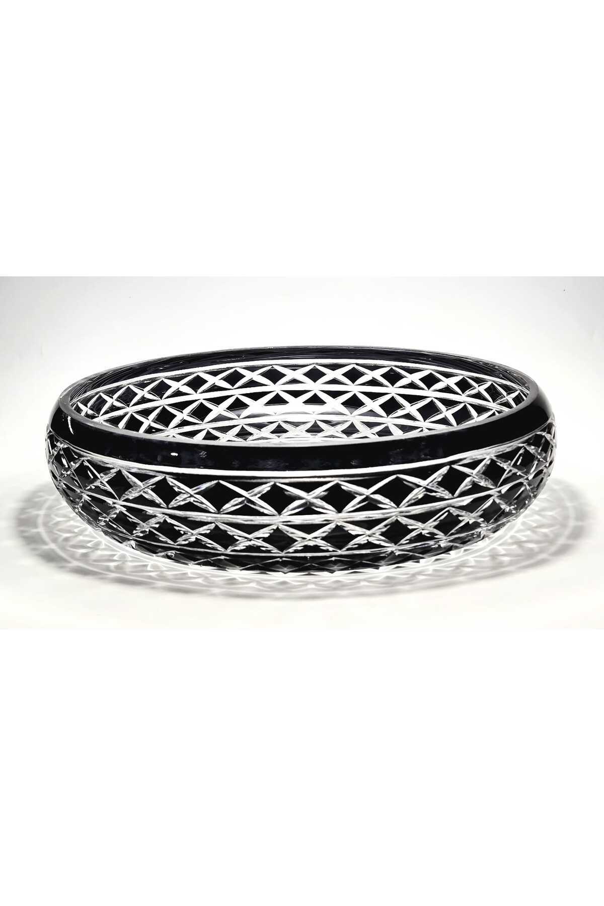 El Yapımı Kristal Dekoratif Bodrum Oval Desen 28 Cm Sunumluk Sofra Sunum Kasesi