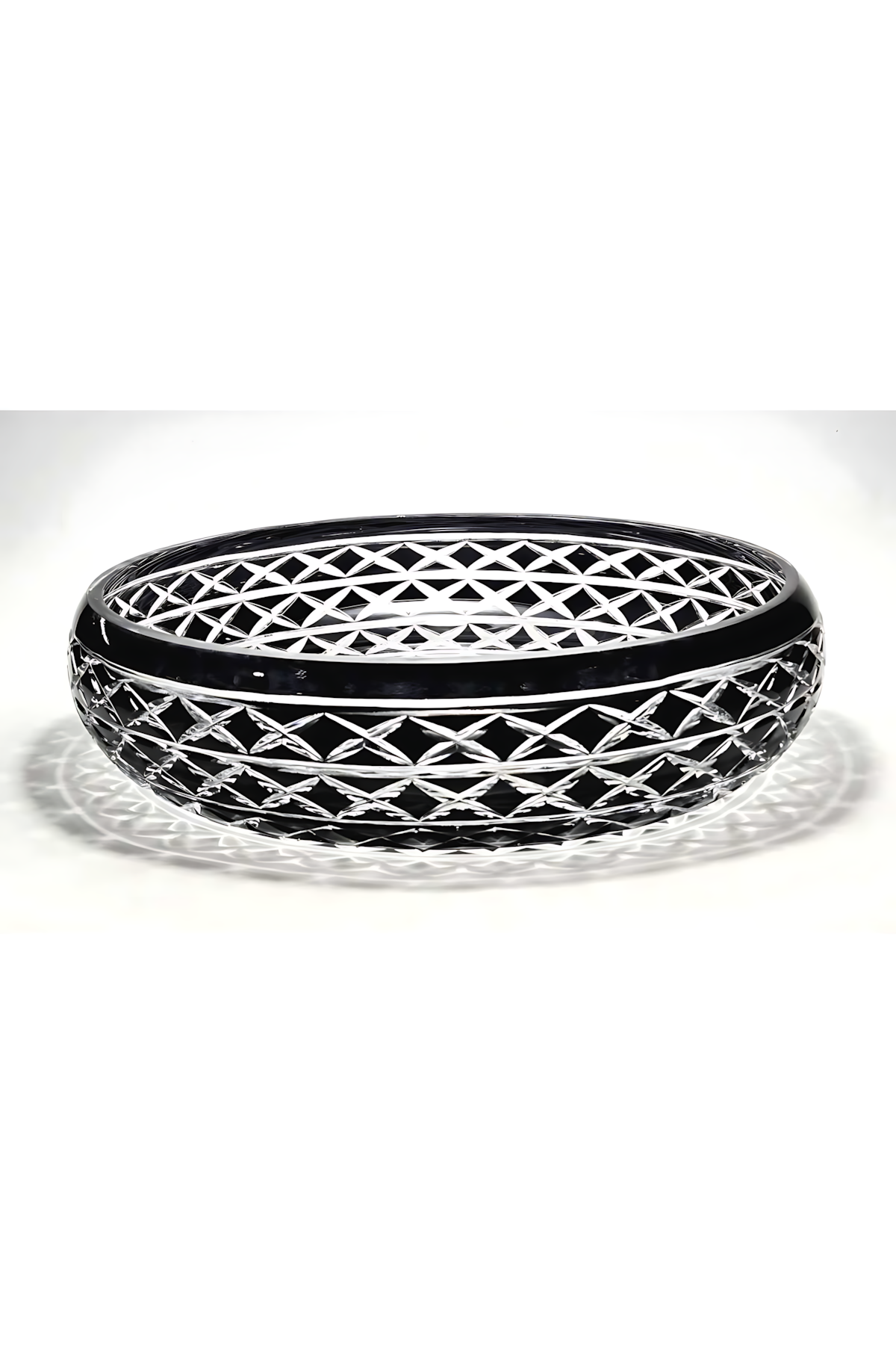 El Yapımı Kristal Dekoratif Bodrum Oval Desen 28 Cm Sunumluk Sofra Sunum Kasesi