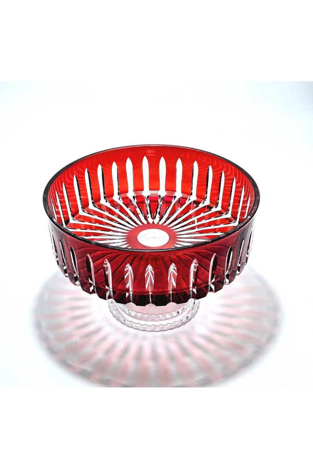 El Yapımı Kristal Dekoratif Sofra Kase Sunumluk Meyvelik 25cm Vertical Desen