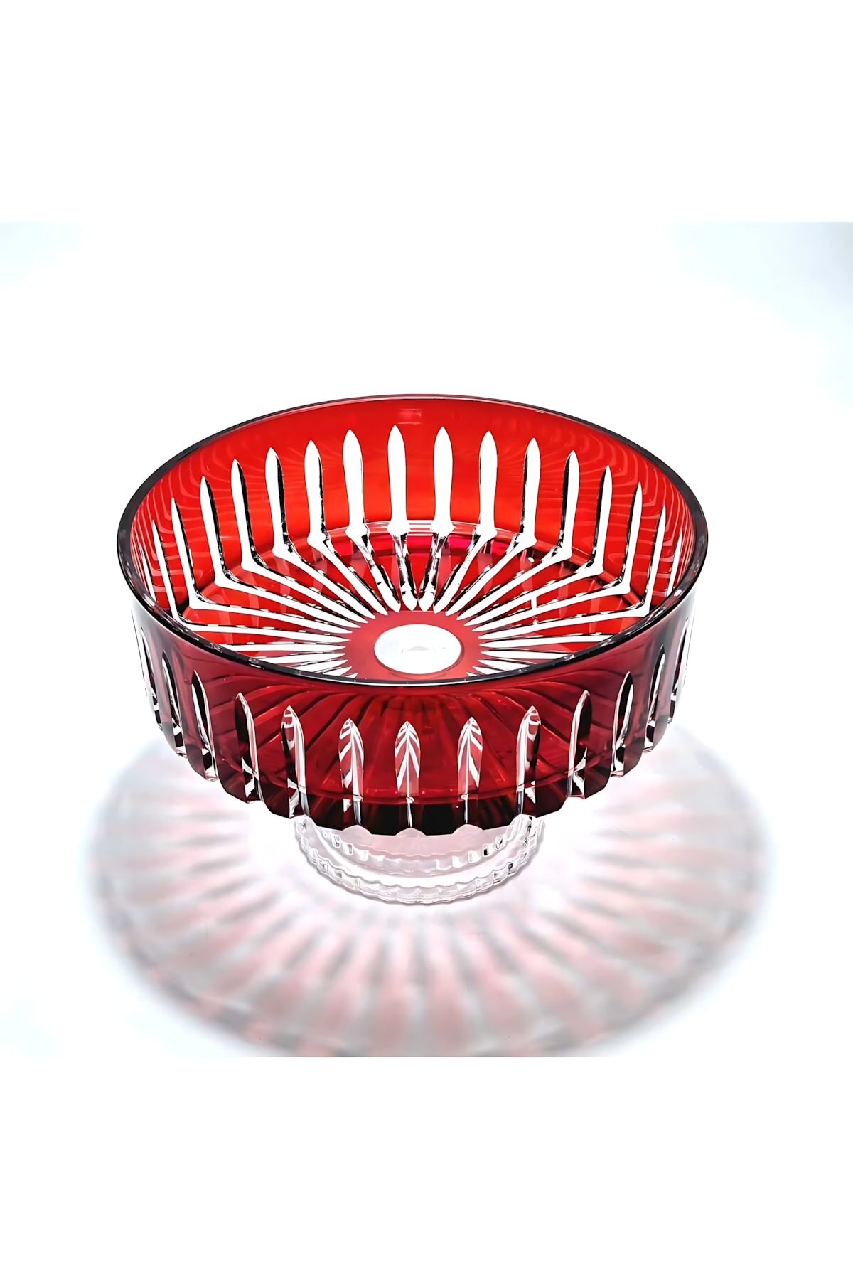 El Yapımı Kristal Dekoratif Sofra Kase Sunumluk Meyvelik 25cm Vertical Desen