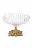 Gold Ayaklı Kesme Kristal Kase 22 cm - Vertical Desen, 1 Adet