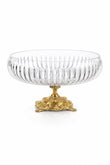 Gold Ayaklı Kesme Kristal Kase 28 cm - Vertical Desen, 1 Adet