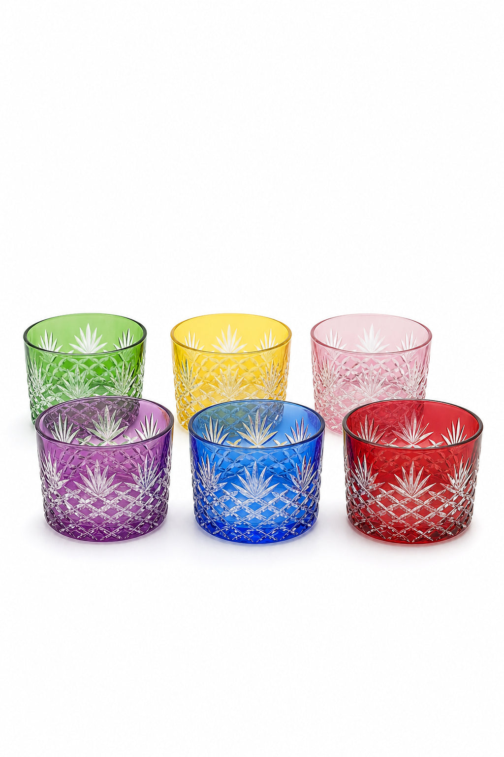 Renkli Kristal Lokumluk Çerezlik 6'lı Set - Püskül Desenli Dekoratif, 6 Adet