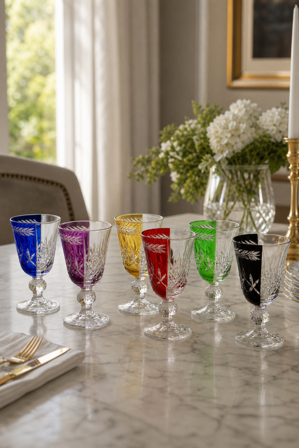 Kesme Kristal Meşrubat Bardağı 6'lı 200 ml - Lüks Bardak Seti, 6 Adet