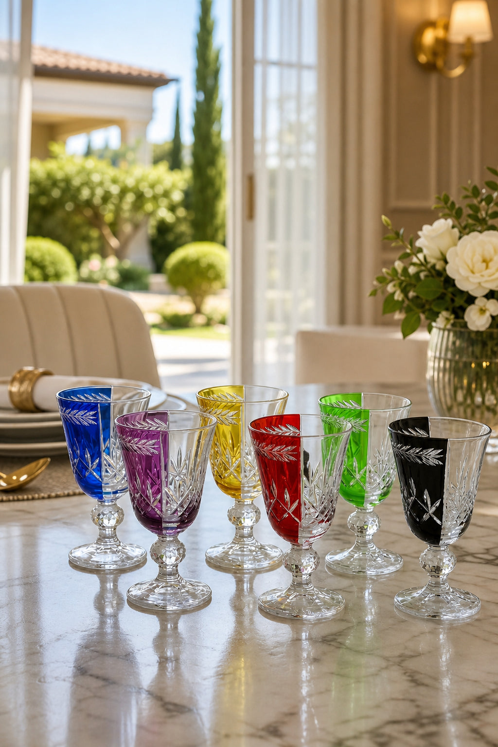 Kesme Kristal Meşrubat Bardağı 6'lı 200 ml - Lüks Bardak Seti, 6 Adet