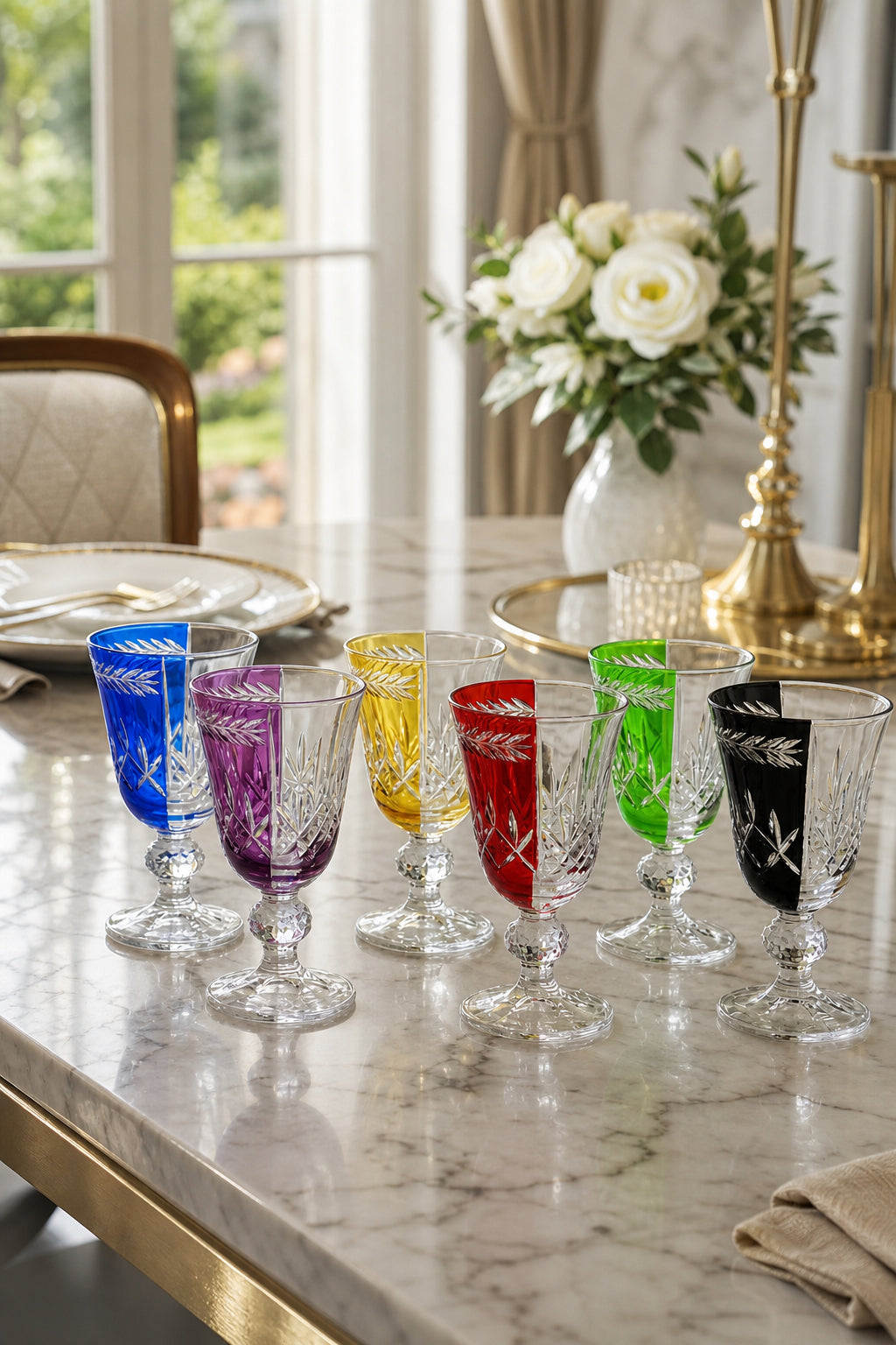 Kesme Kristal Meşrubat Bardağı 6'lı 200 ml - Lüks Bardak Seti, 6 Adet