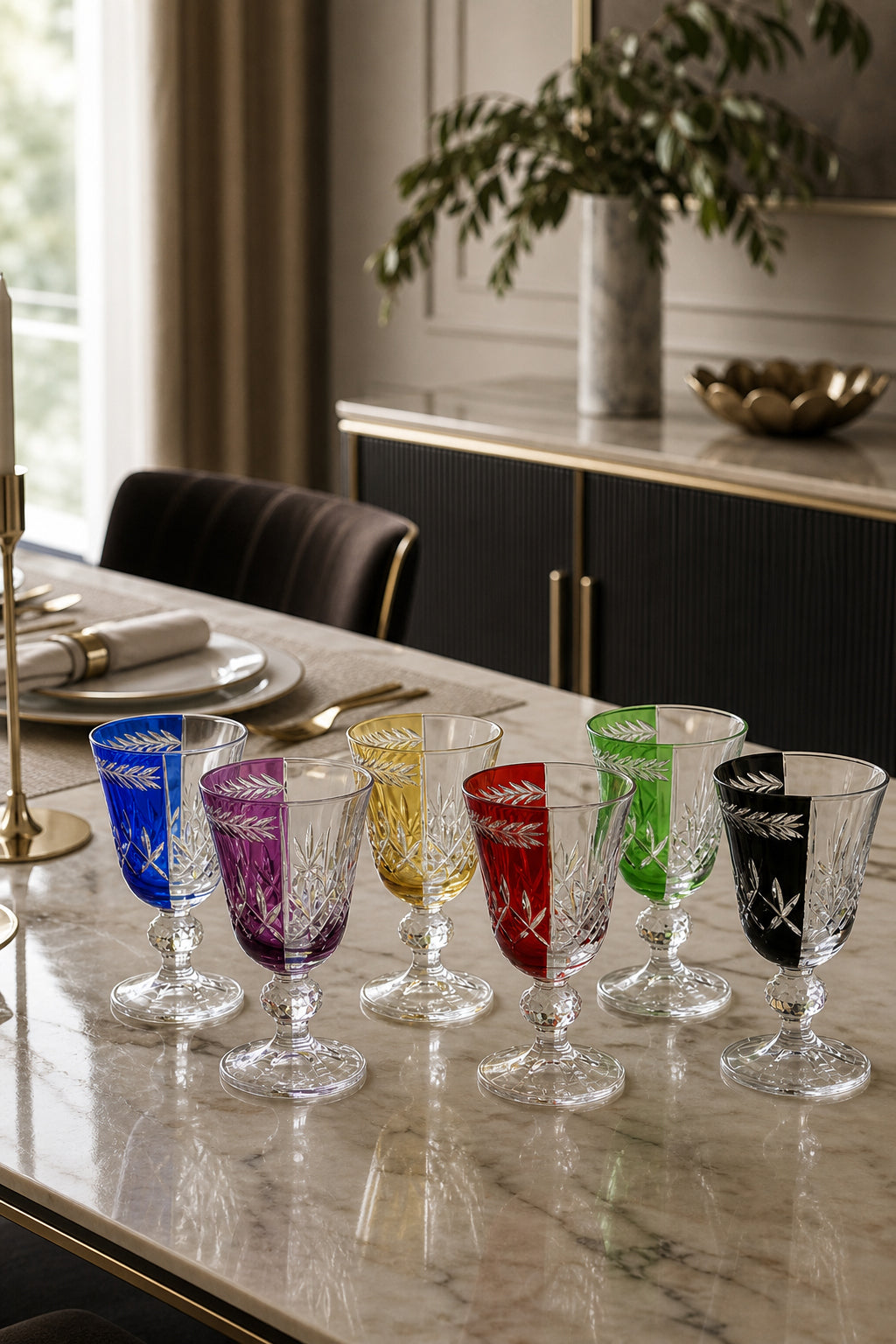 Kesme Kristal Meşrubat Bardağı 6'lı 200 ml - Lüks Bardak Seti, 6 Adet