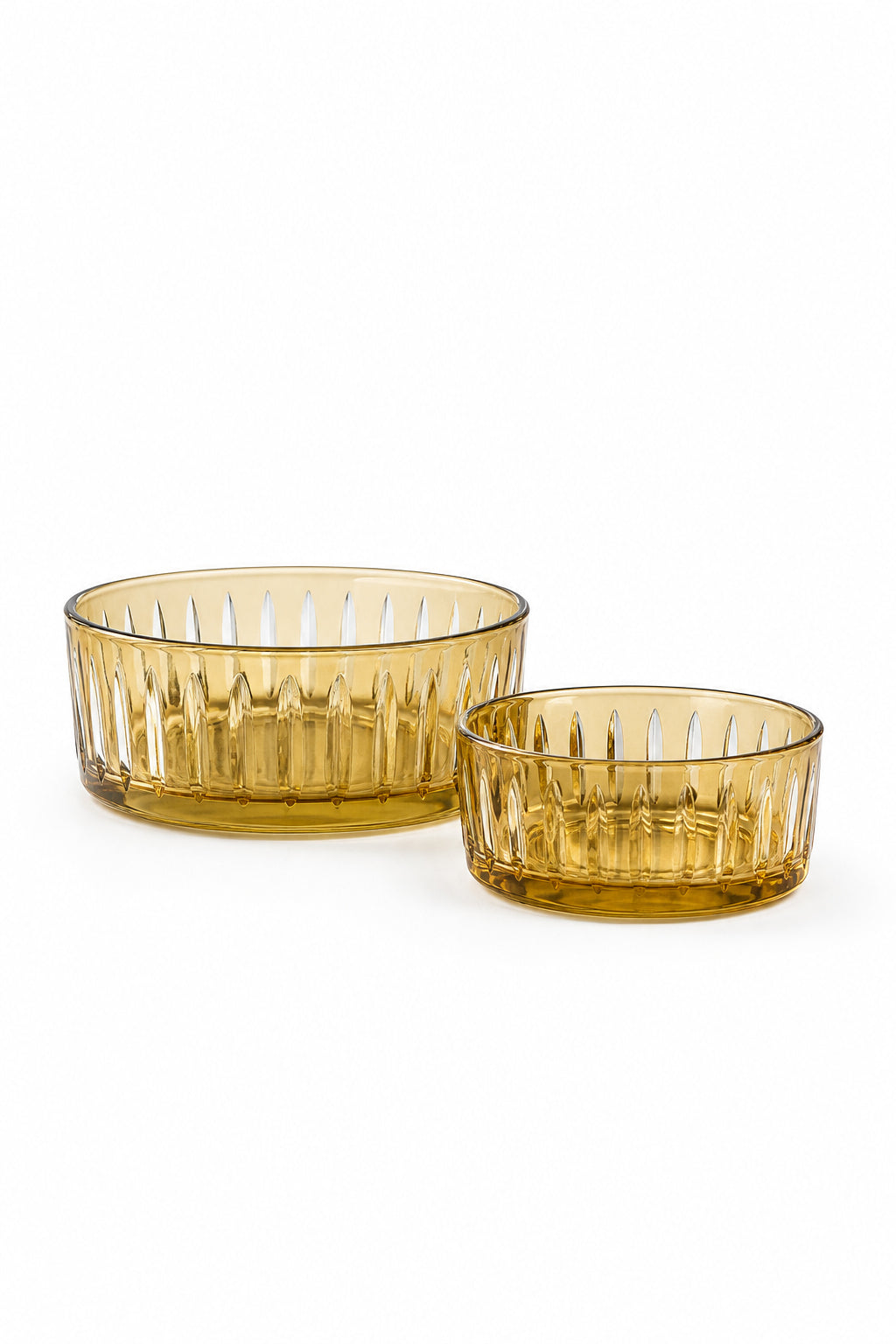 Amber Kesme Kristal Sofra Sunum Kasesi 2'li Set, 2 Adet