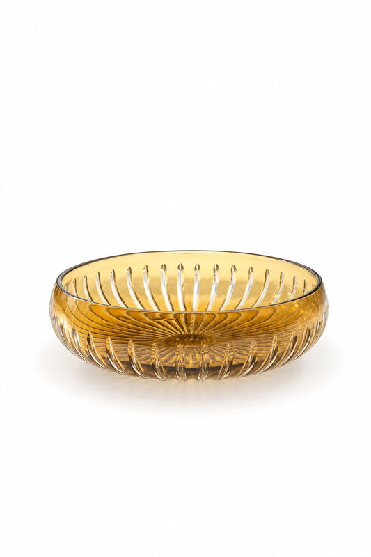 Amber Kesme Kristal Sofra Sunum Kasesi 28 cm - Dekoratif, 1 Adet