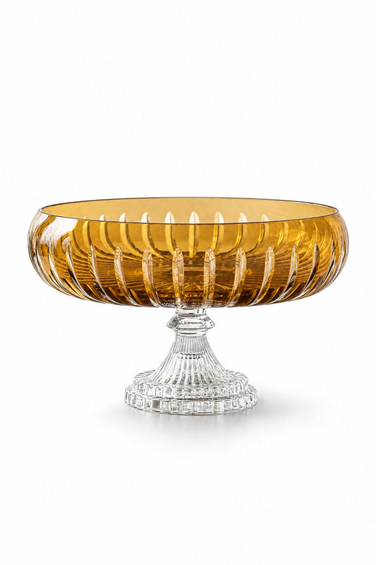 Amber Kesme Kristal Sofra Sunum Kasesi 28 cm - Dekoratif, 1 Adet