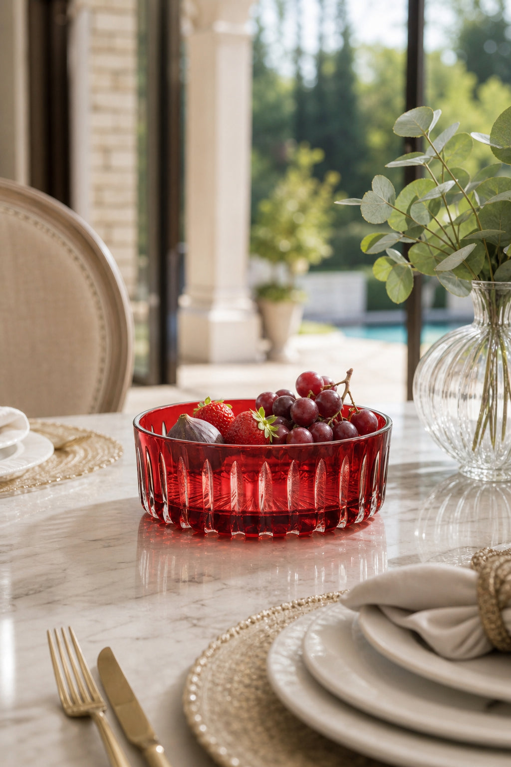 Kesme Kristal Meyvelik 25 cm - Dekoratif Sofra Sunum Kasesi, 1 Adet