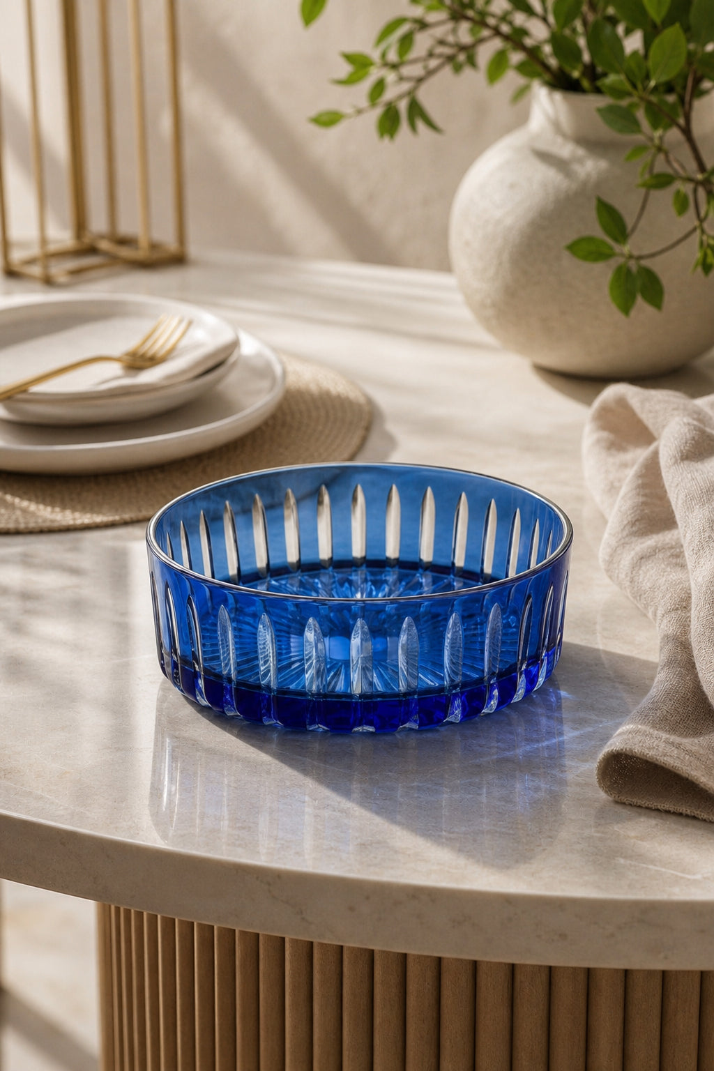Kesme Kristal Meyvelik 25 cm - Dekoratif Sofra Sunum Kasesi, 1 Adet