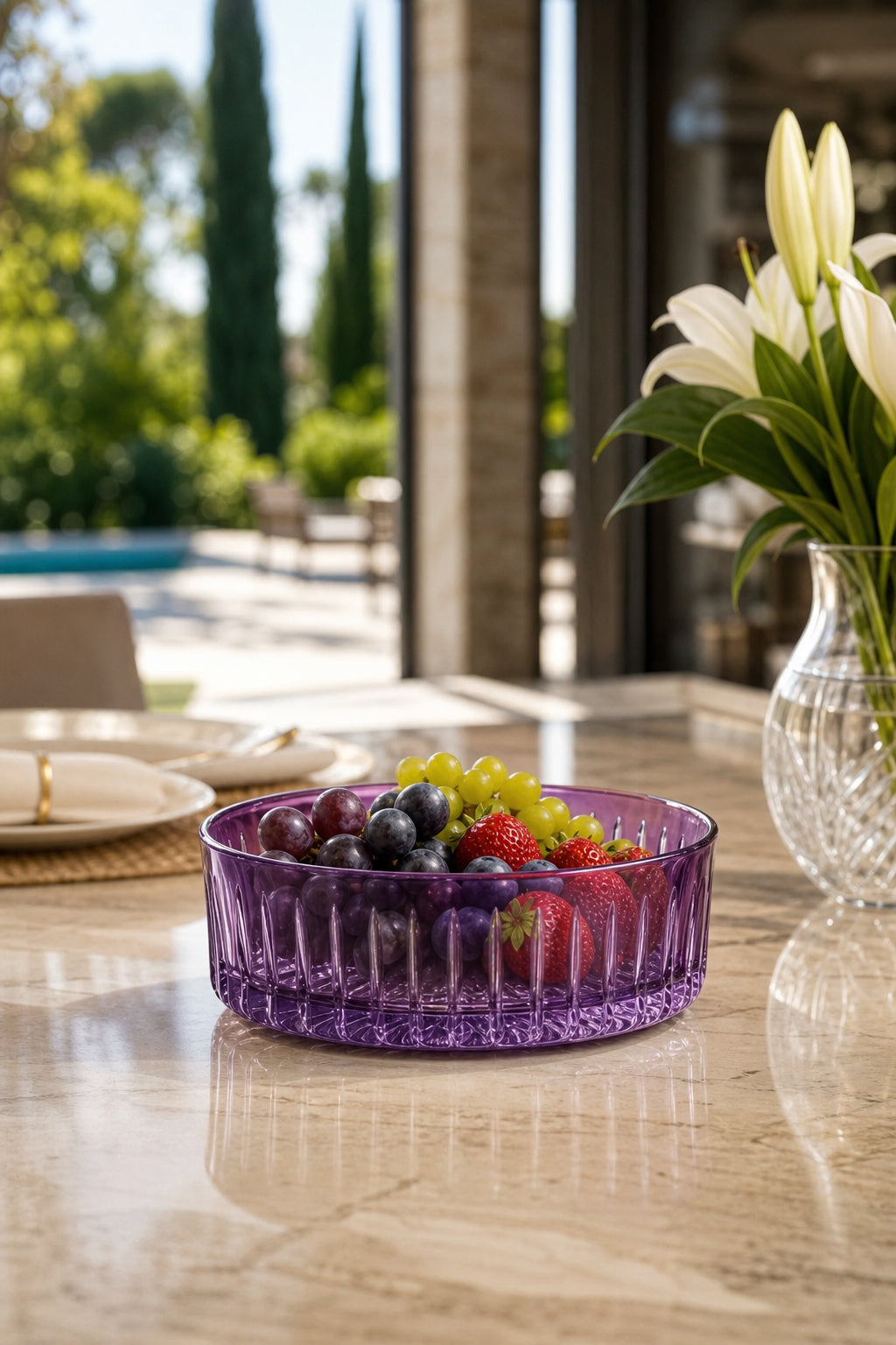 Kesme Kristal Meyvelik 25 cm - Dekoratif Sofra Sunum Kasesi, 1 Adet