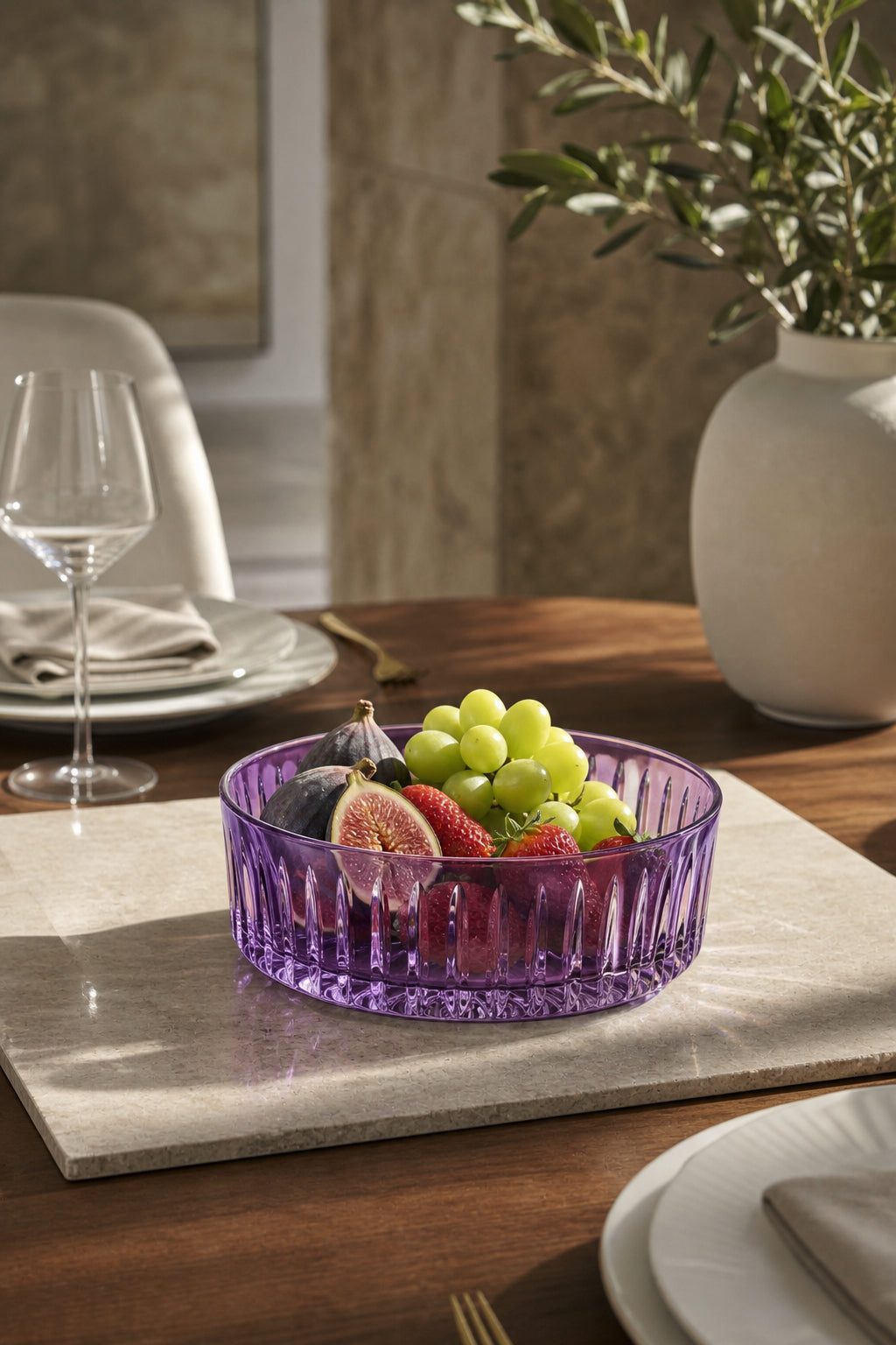 Kesme Kristal Meyvelik 25 cm - Dekoratif Sofra Sunum Kasesi, 1 Adet