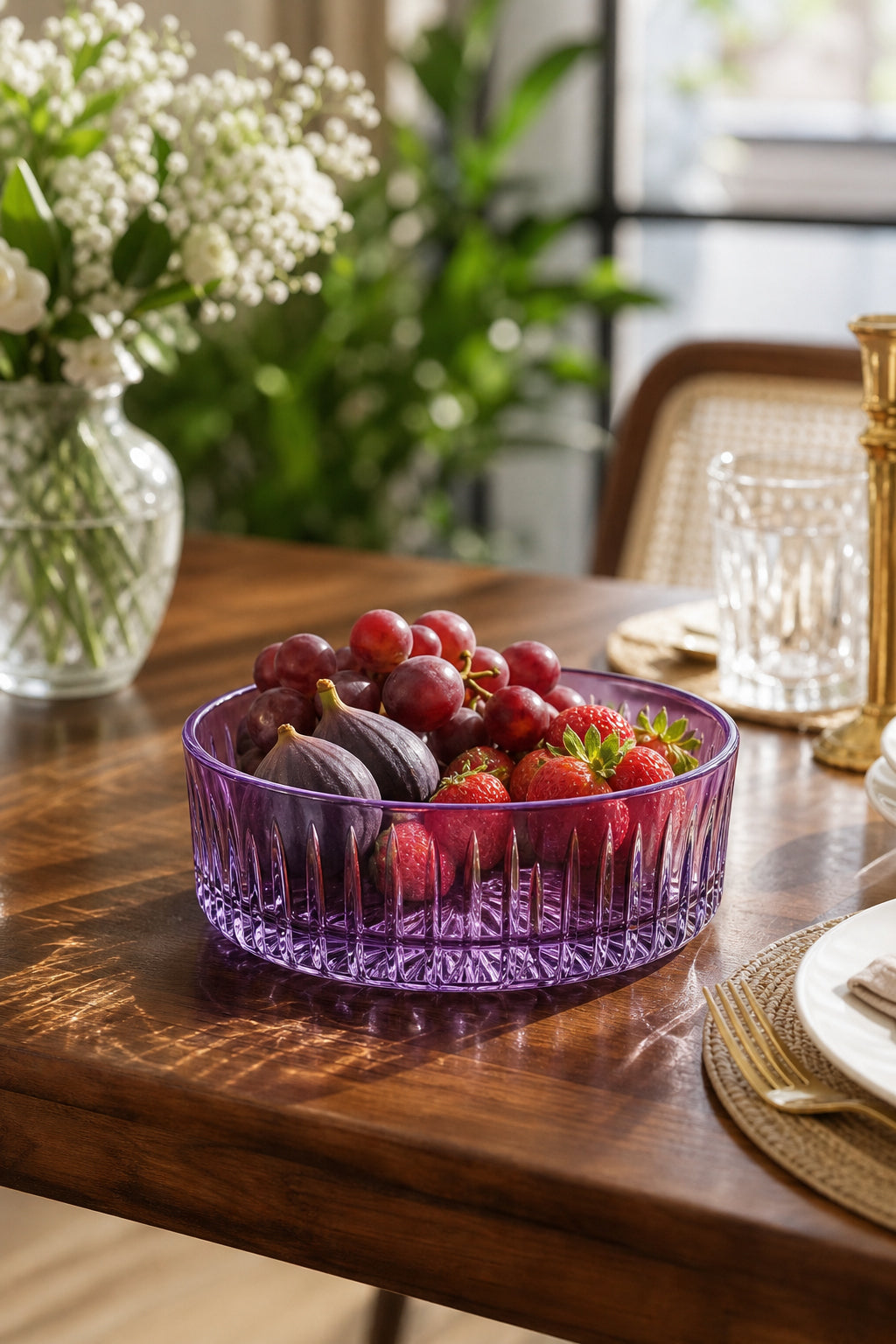 Kesme Kristal Meyvelik 25 cm - Dekoratif Sofra Sunum Kasesi, 1 Adet