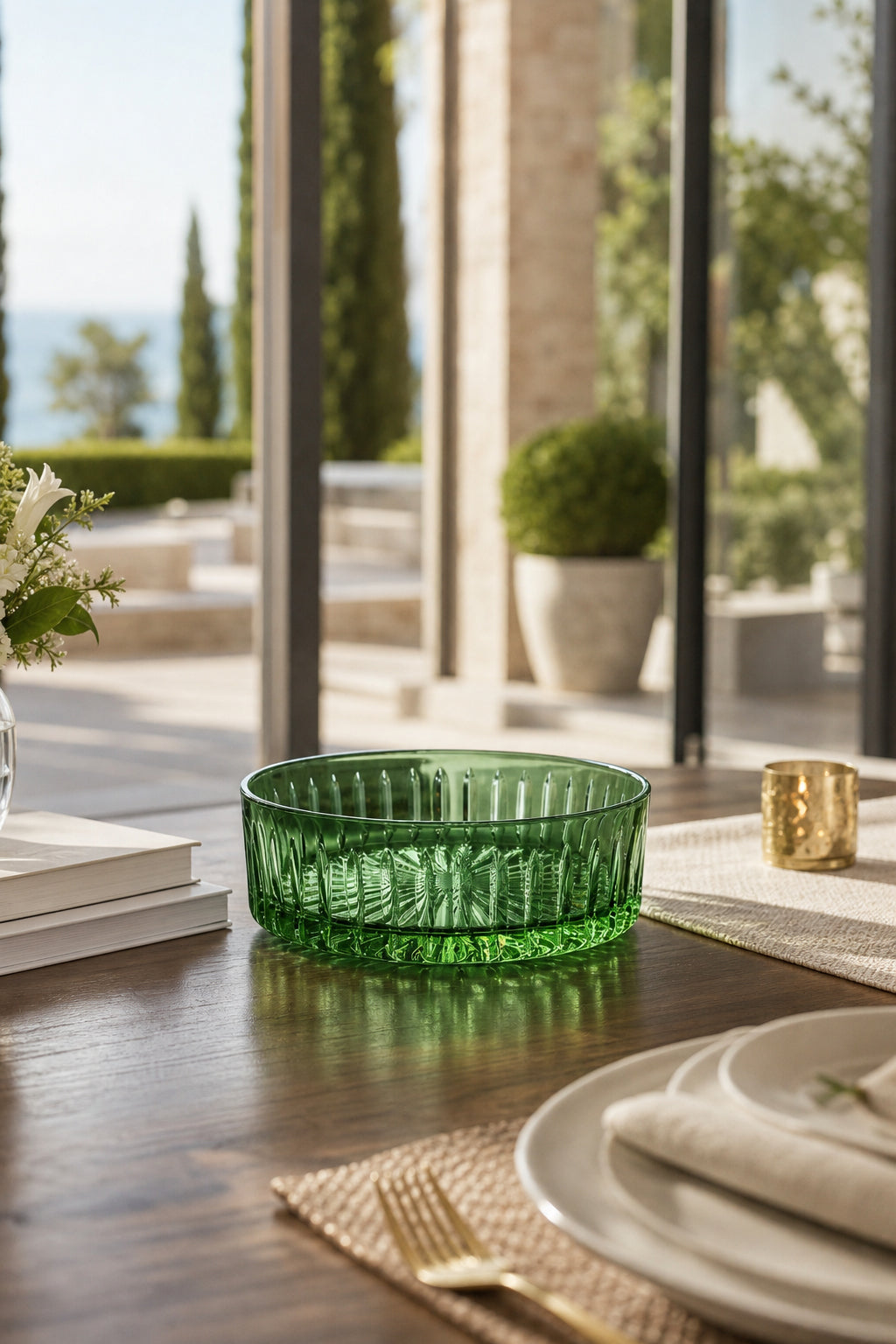 Kesme Kristal Meyvelik 25 cm - Dekoratif Sofra Sunum Kasesi, 1 Adet