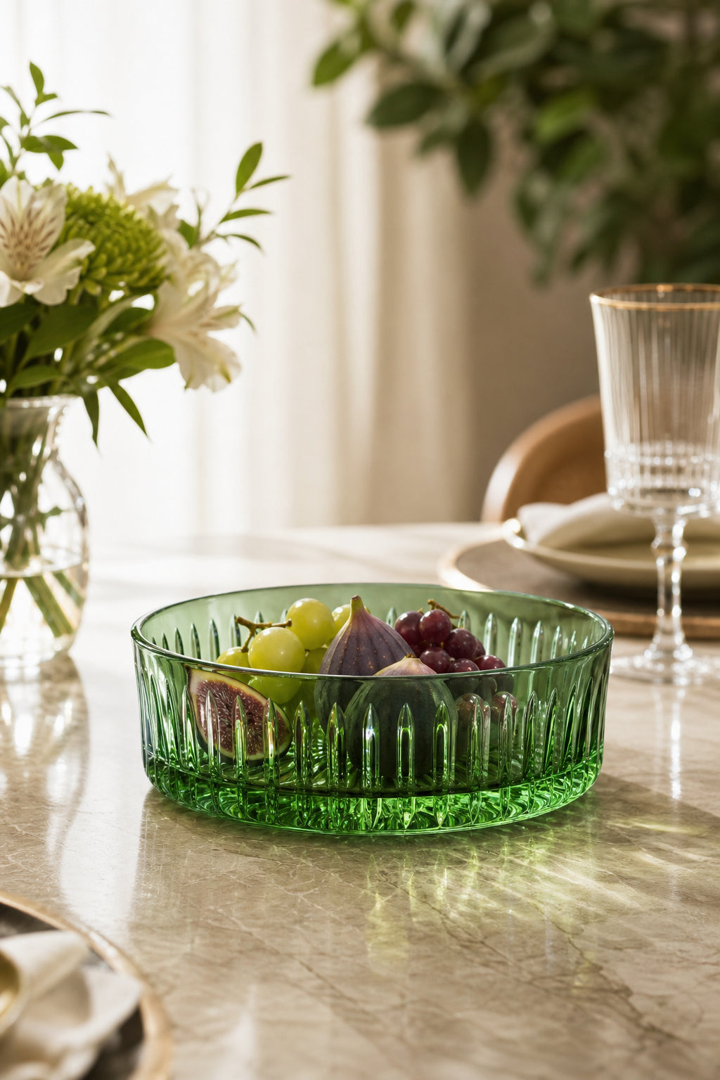 Kesme Kristal Meyvelik 25 cm - Dekoratif Sofra Sunum Kasesi, 1 Adet