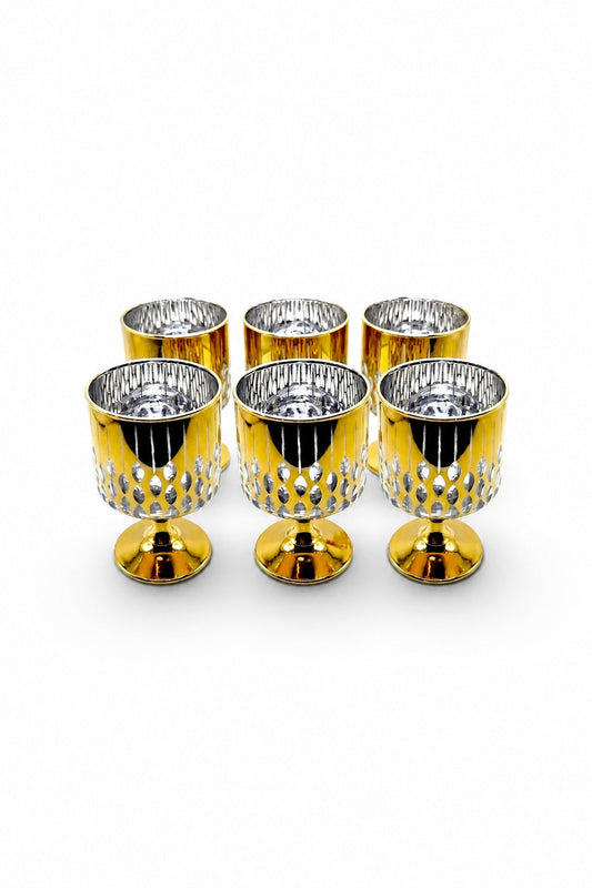 Kesme Kristal Ayaklı Su ve Meşrubat Bardağı - Titanyum Model, 6 Adet