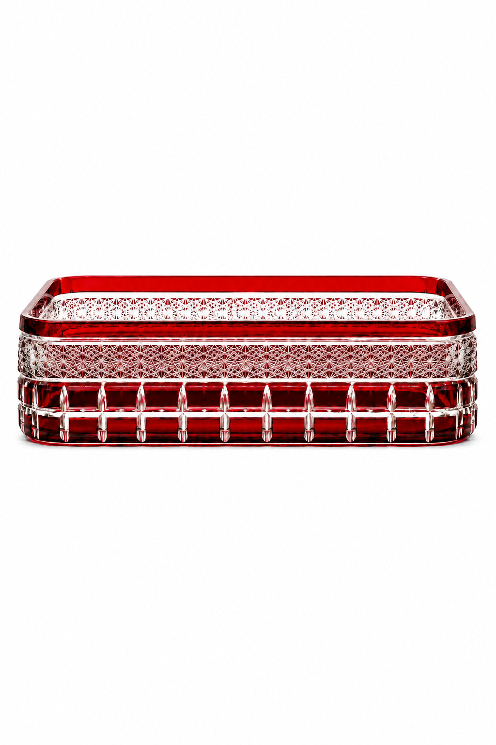 Kesme Kristal Baton Sunum Kasesi 12x24 cm - Cleopatra Desen Dekoratif Sofra Kasesi, 1 Adet