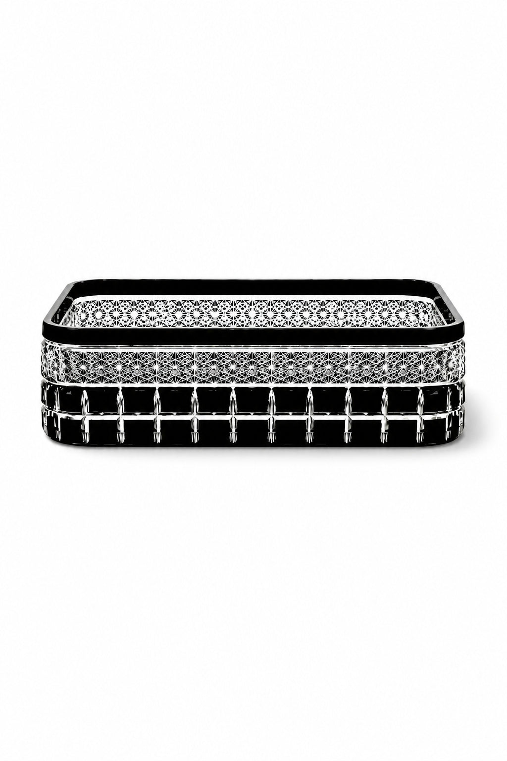 Kesme Kristal Baton Sunum Kasesi 12x24 cm - Cleopatra Desen Dekoratif Sofra Kasesi, 1 Adet