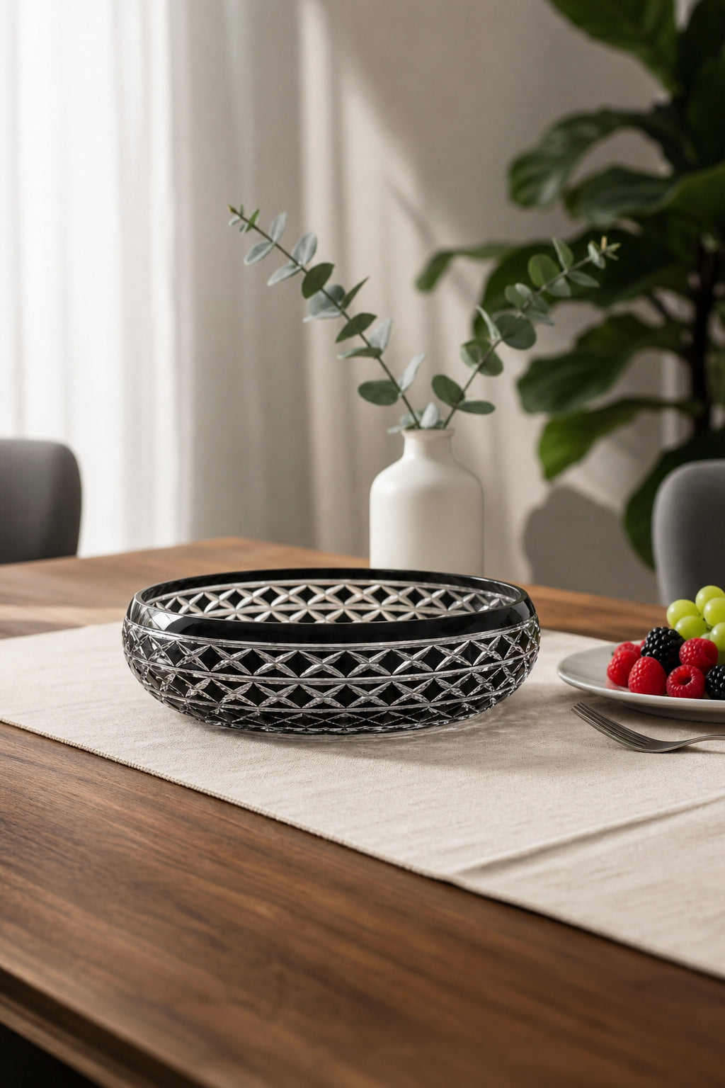 Kristal Sunum Kasesi 28 cm - Bodrum Oval Desen Dekoratif Sofra Kasesi, 1 Adet