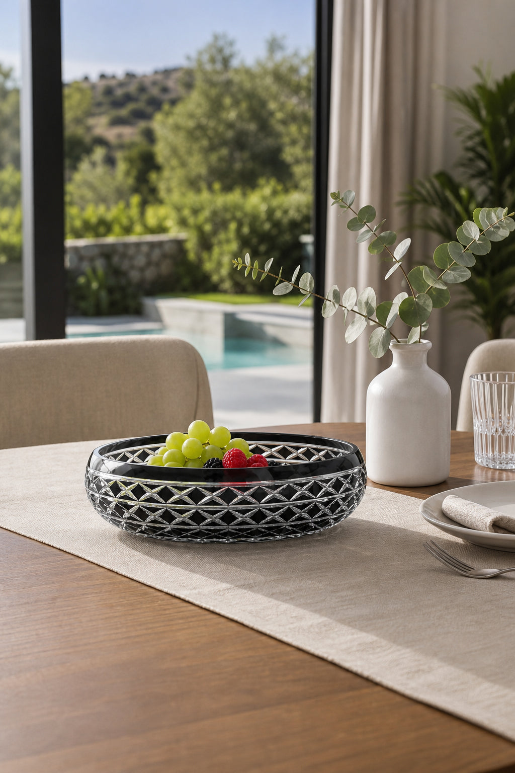 Kristal Sunum Kasesi 28 cm - Bodrum Oval Desen Dekoratif Sofra Kasesi, 1 Adet
