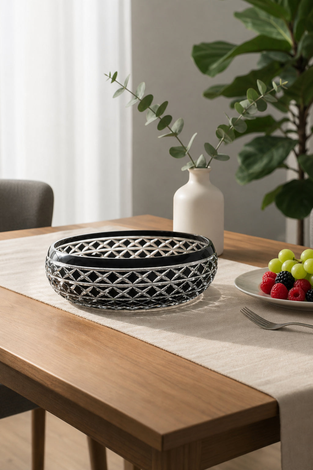 Kristal Sunum Kasesi 28 cm - Bodrum Oval Desen Dekoratif Sofra Kasesi, 1 Adet