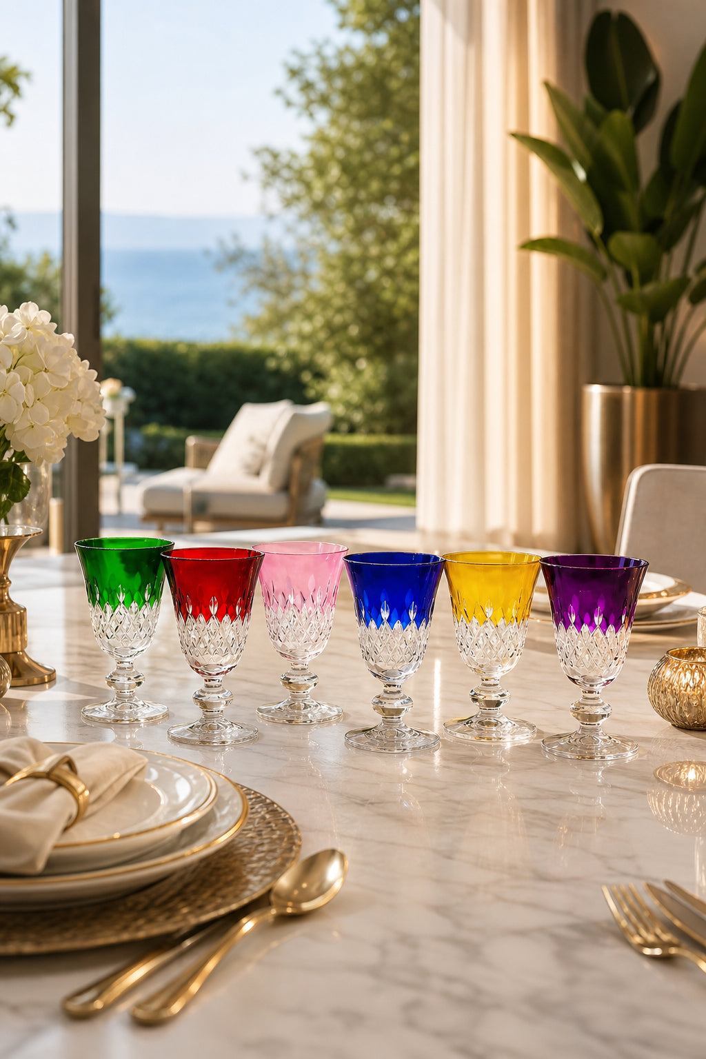 Kesme Kristal Ayaklı Su Bardağı 280 ml - Eylül Desen Meşrubat Bardağı, 6 Adet