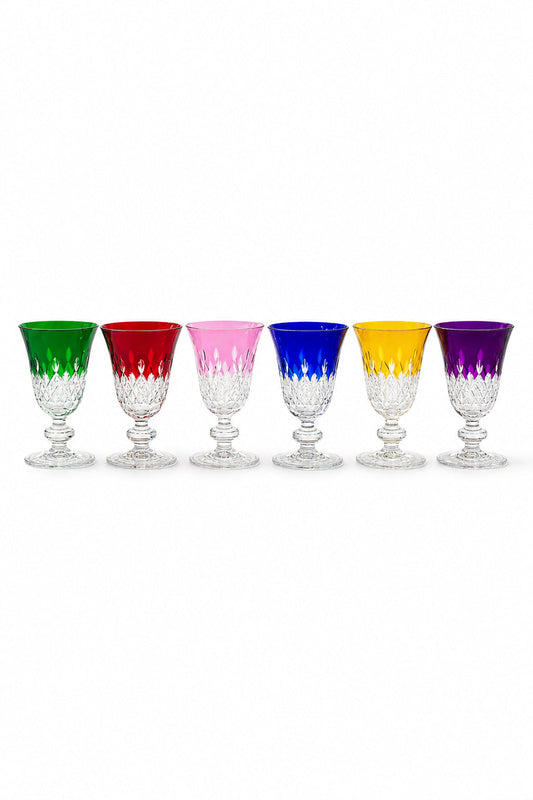 Kesme Kristal Ayaklı Su Bardağı 280 ml - Eylül Desen Meşrubat Bardağı, 6 Adet