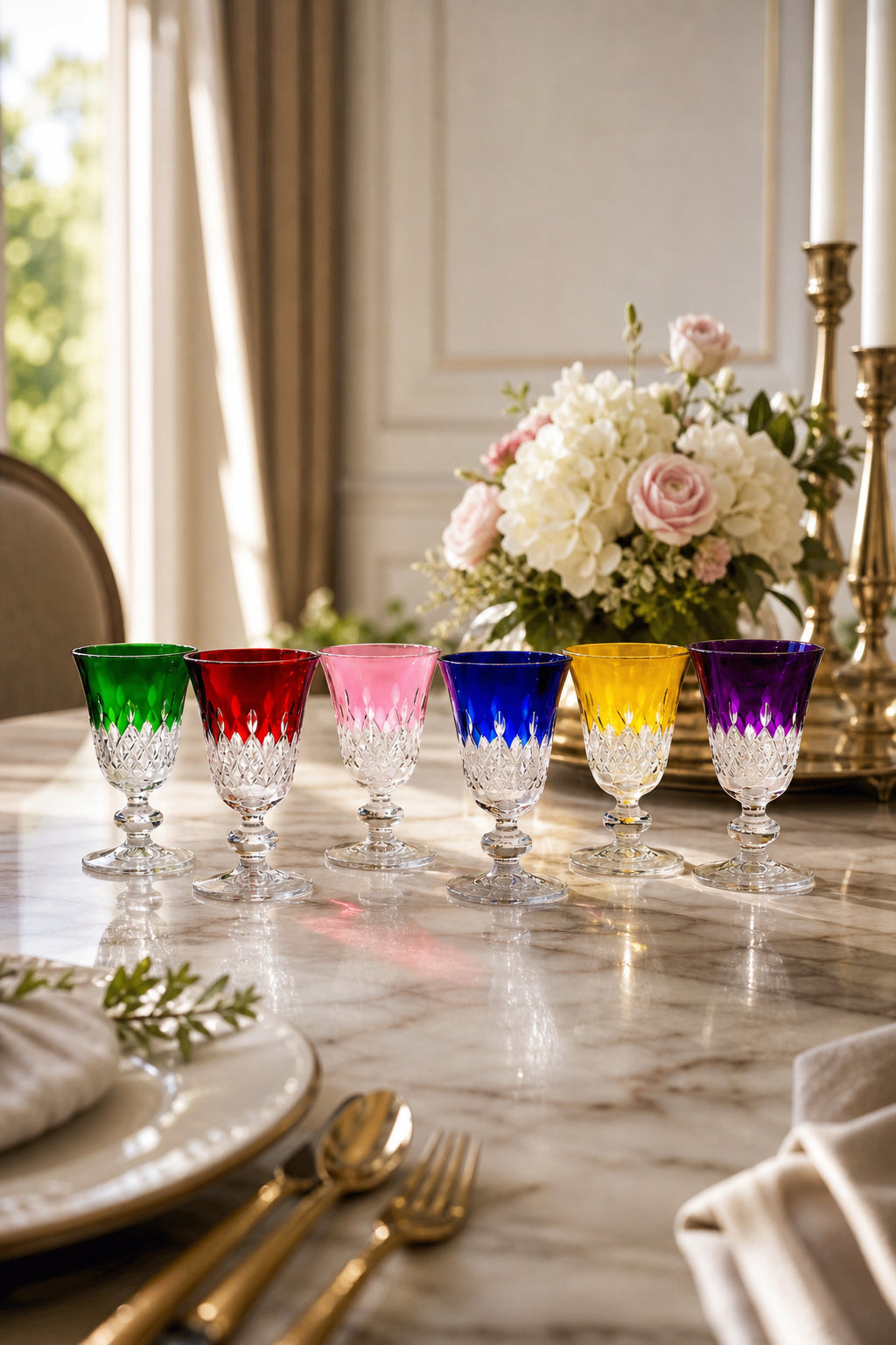 Kesme Kristal Ayaklı Su Bardağı 280 ml - Eylül Desen Meşrubat Bardağı, 6 Adet