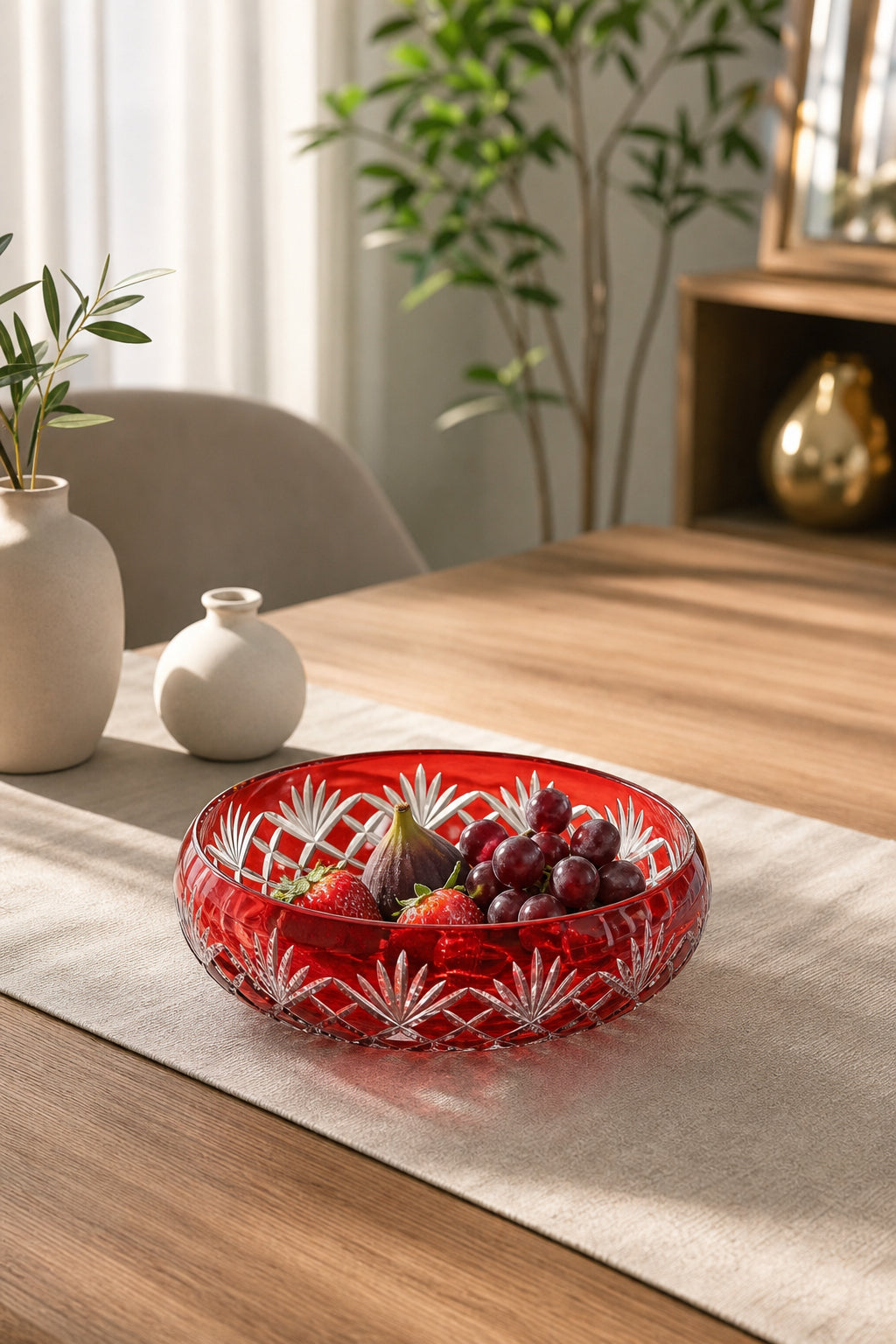 Kristal Sofra Sunum Kasesi - Flower Desen Dekoratif Kase, 1 Adet